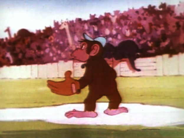 screen song, base brawl, baseball, monkey, turtle, zoo, game, beaver, elephants, goat, musical, song, skunk, bear